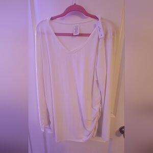 White V-Neck Maternity Women's Top Size L